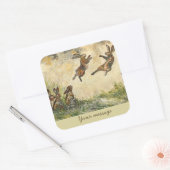 Meadow Matchup Playful Hares in a Meadow  スクエアシール (封筒)