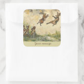 Meadow Matchup Playful Hares in a Meadow  スクエアシール (バッグ)
