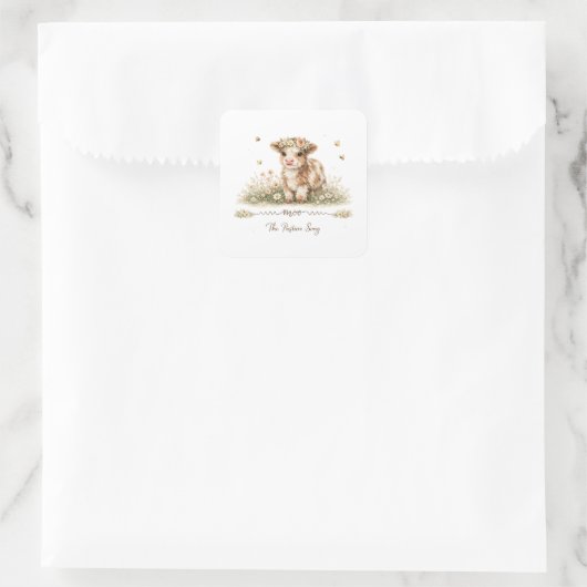 Meadow Melody cow paper plates スクエアシール (バッグ)