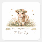 Meadow Melody cow paper plates スクエアシール (正面)