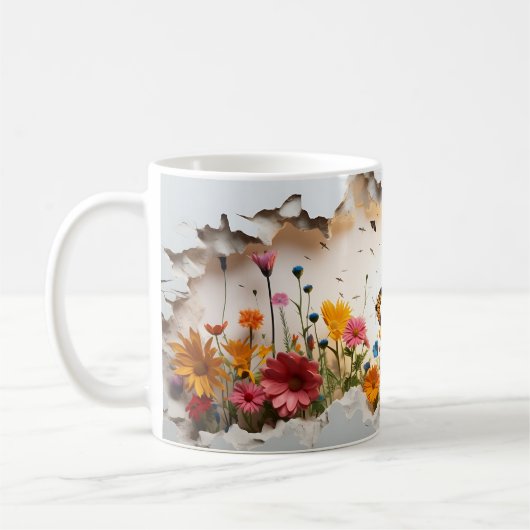 Meadow Morning Mug: 3D Wildflower Edition コーヒーマグカップ (左)