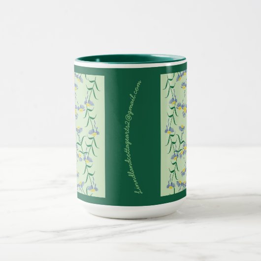 Meadow Soiree Collection Mug Blue, Yellow, Greens. マグカップ (中央)
