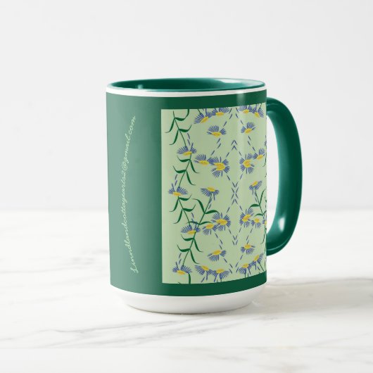 Meadow Soiree Collection Mug Blue, Yellow, Greens. マグカップ (正面右)