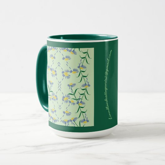 Meadow Soiree Collection Mug Blue, Yellow, Greens. マグカップ (正面左)
