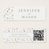 Meadow Wildflowerの結婚QRレジストリ挿入カード (正面&裏面)