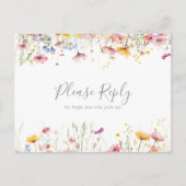 Meadow Wildflowerメニュー選択RSVPポストカード ポストカード (正面)