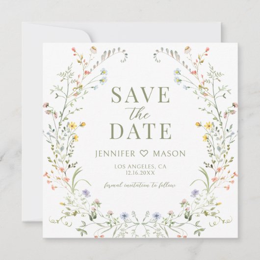 Meadow Wildflower日付写真の招待を保存 (正面)