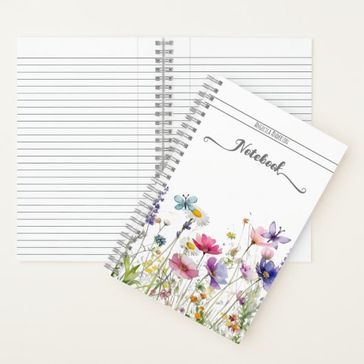 Meadow wildflower蝶の個人名文字 ノートブック (内側)