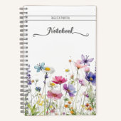 Meadow wildflower蝶の個人名文字 ノートブック (正面)