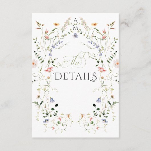 Meadow Wildflower Boho素朴写真結婚ズ エンクロージャーカード (正面)