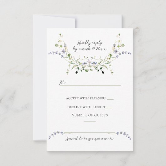 Meadow Wildflower Boho素朴写真結婚ズ 出欠カード (裏面)