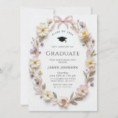 Meadow Wildflower Boho 4 Photo Graduation Party 招待状 (正面)