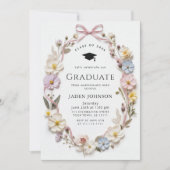 Meadow Wildflower Boho 4 Photo Graduation Party 招待状 (正面)