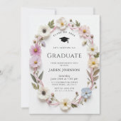 Meadow Wildflower Boho 4 Photo Graduation Party 招待状 (正面)