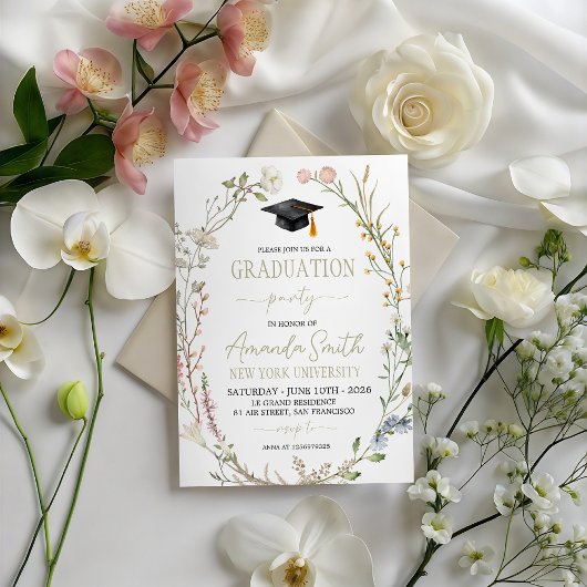 Meadow Wildflower Graduation Party Invite 招待状