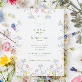 Meadow Wildflower Green Garden Wedding Invitation 招待状