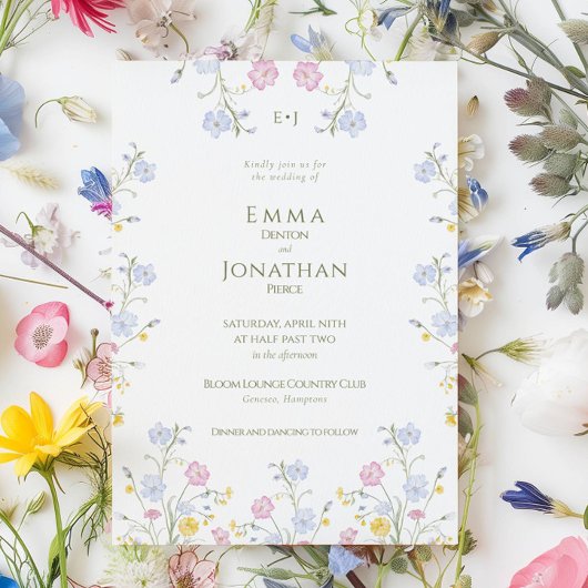 Meadow Wildflower Green Garden Wedding Invitation 招待状