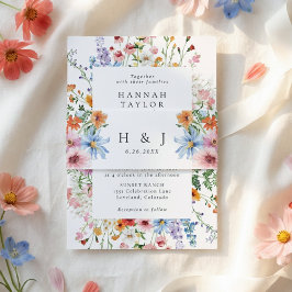 Meadow Wildflower Monogram Floral Wedding  招待状ベリーバンド