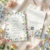 Meadow Wildflower Summer QR Code RSVP Wedding 招待状