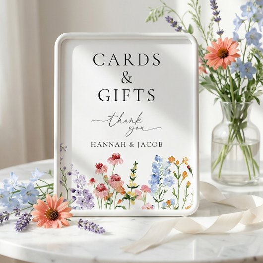 Meadow Wildflower Wedding Cards and Gifts Sign ポスター