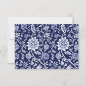 Meadow Wildflowers Blue Indigo Pattern Wedding 出欠カード (裏面)