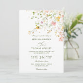 Meadow Wildflowers Boho Budget QR Code Wedding 招待状 (スタンド正面)