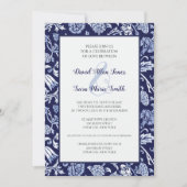 Meadow Wildflowers Indigo Blue Wedding Invitation 招待状 (正面)