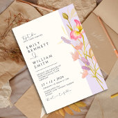 Meadow Wildflowers Modern Boho Rustic Wedding  招待状