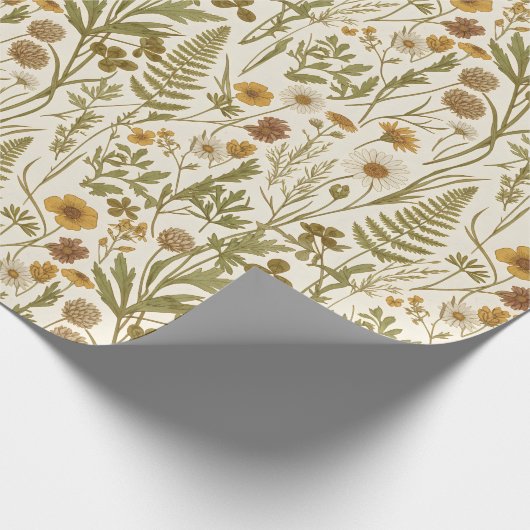 Meadowcore Botanical Illustrations Flowers Grasses ラッピングペーパー (角)