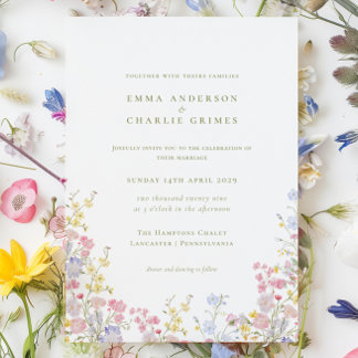 Meadows Garden Wildflowers Spring Summer Wedding 招待状