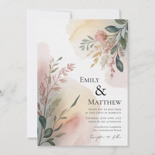 Meadows Watercolor Wedding Invitation 招待状 (正面)