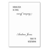 Meal Choiceゲスト名ブラックスクリプト座席表 テーブルナンバー (正面)