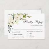 MEAL CHOICEユーカリプトゥスホワイトローズフローラ結婚ズ 出欠カード (正面/裏面)