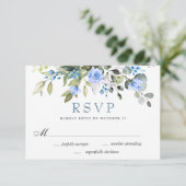 MEAL CHOICE エレガント Eucalyptusブルーバラ結婚ズ 出欠カード (スタンド正面)