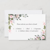 MEAL CHOICE エレガント Eucalyptus Pink Roses結婚's 出欠カード (裏面)