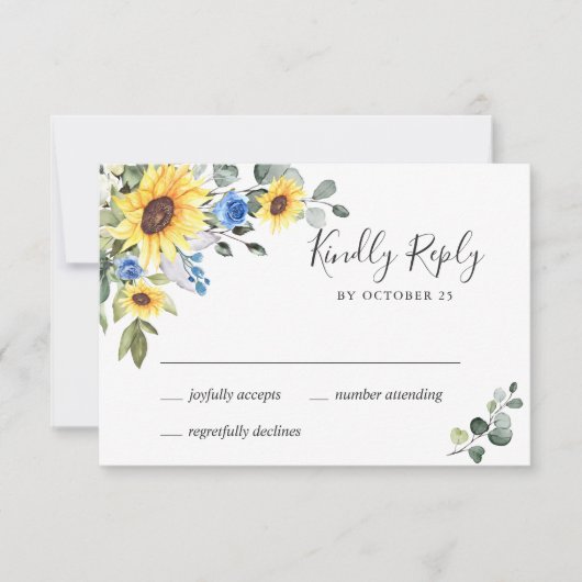 MEAL CHOICE エレガント Sunflowers Eucalyptus結婚. 出欠カード (正面)