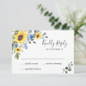 MEAL CHOICE エレガント Sunflowers Eucalyptus結婚. 出欠カード (スタンド正面)