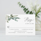 Meal OptionsシンプルモダンGreenery結婚の 出欠カード (スタンド正面)