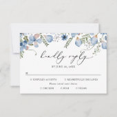 Meal Options Dusty Blue Waterカラーフローラ結婚ズ 出欠カード (正面)