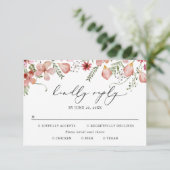 Meal Options Dusty Pink Waterカラーフローラ結婚ズ 出欠カード (スタンド正面)