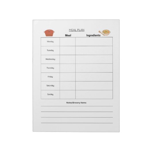Meal Plan Weekly Page メモ帳 (回転)