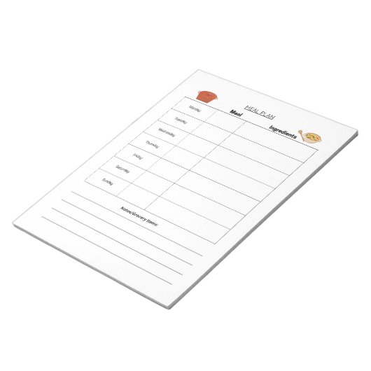 Meal Plan Weekly Page メモ帳 (アングル)