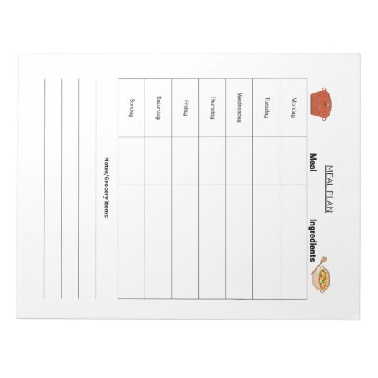 Meal Plan Weekly Page メモ帳 (正面)