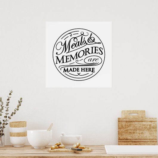 Meals and Memories are made here quote design ポスター (キッチン)