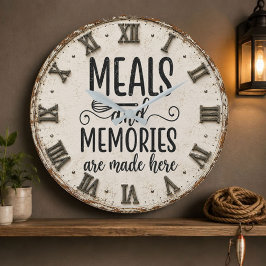 Meals and Memories Farmhouse Kitchen ラージ壁時計