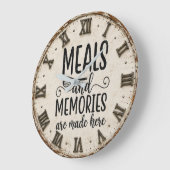 Meals and Memories Farmhouse Kitchen ラージ壁時計 (傾斜)