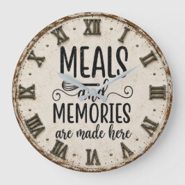Meals and Memories Farmhouse Kitchen ラージ壁時計