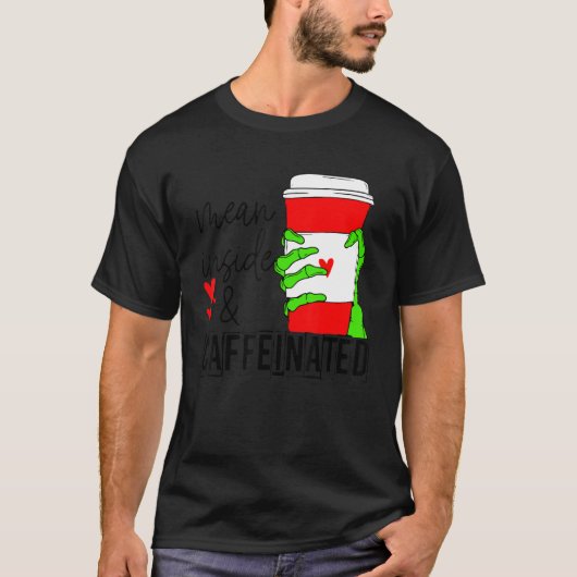 Mean Inside And Caffeinated Skeleton Hand Coffee L Tシャツ (正面)