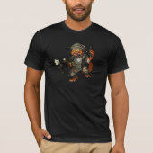 Mean Sci-fi Marine Ginger Cat Firing Gun Cartoon Tシャツ (正面)
