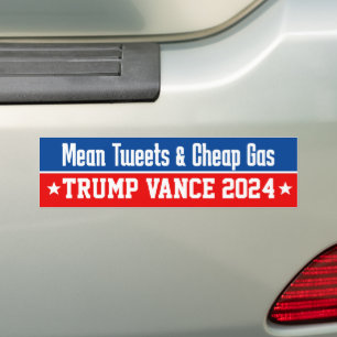 Mean Tweets Cheap Gas Donald Trump Vance 2024 バンパーステッカー